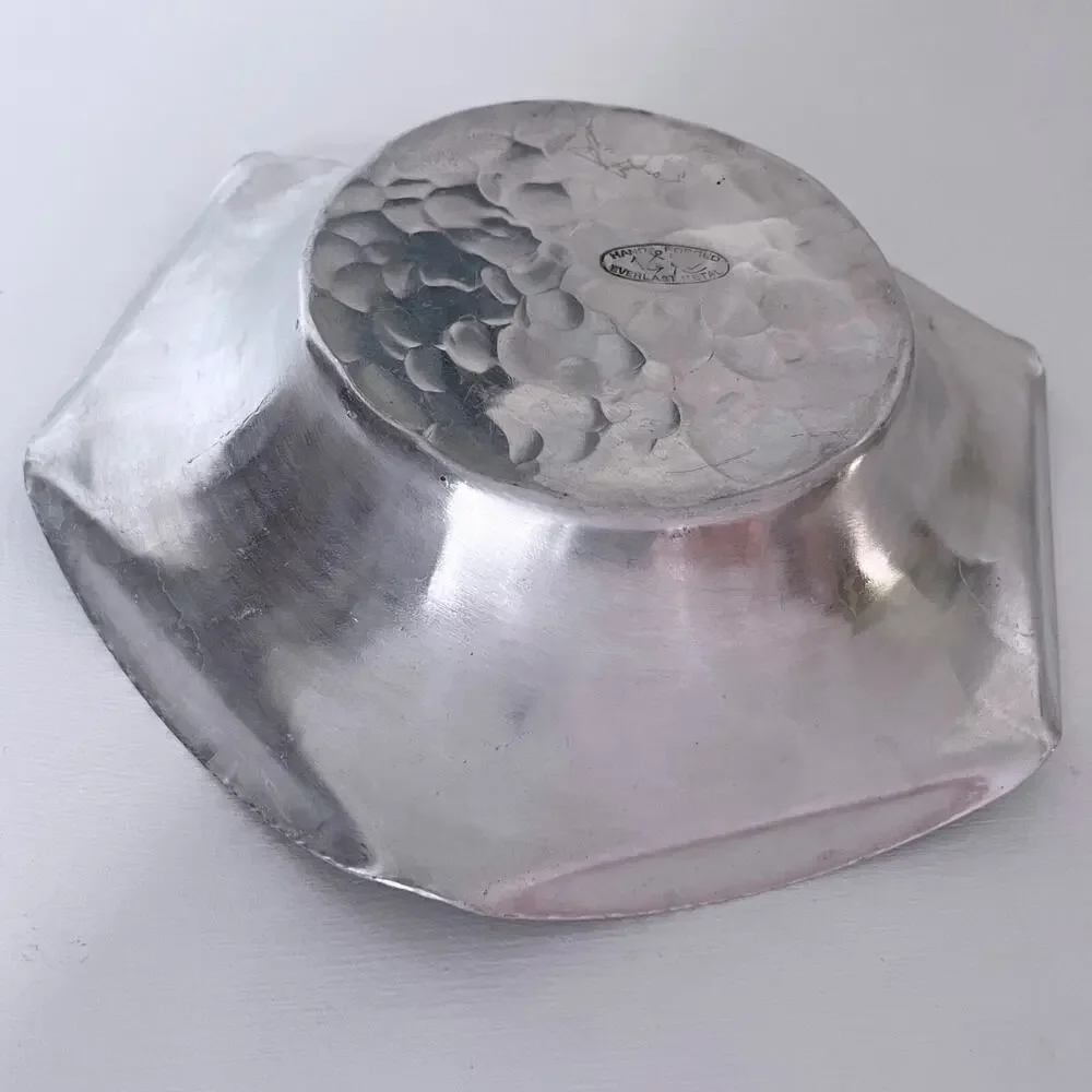 Aluminum Bowl Hop Vines Crimped Edge VTG Beer Barware Everlast Hand Forged